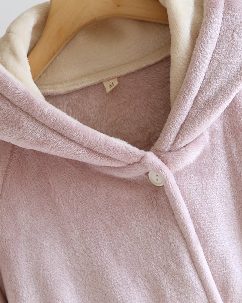 Chemise de nuit longue en polaire douce et chaude