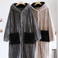Chemise de nuit flanelle gris anthracite avec capuche