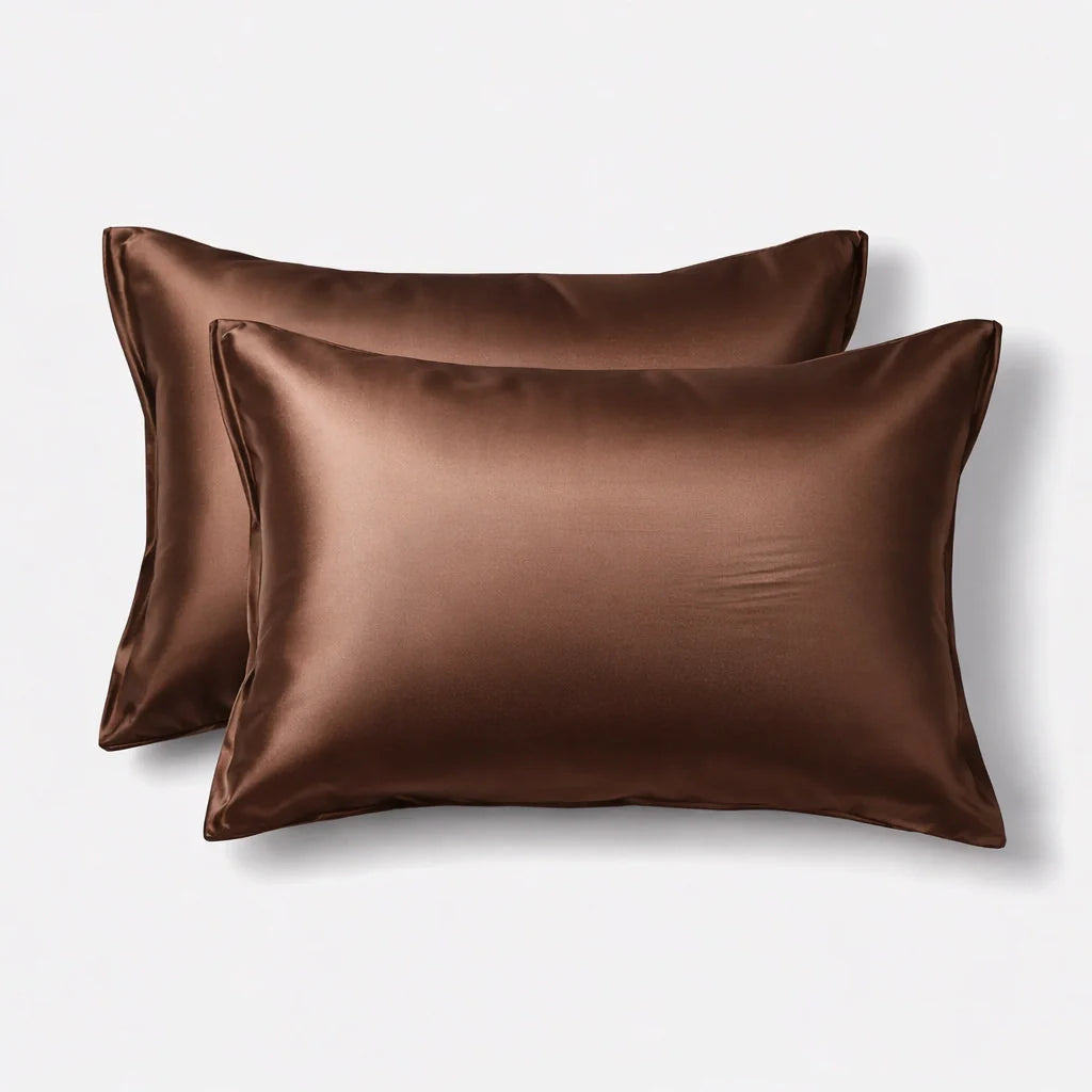Taie d'oreiller chocolat sur fond neutre