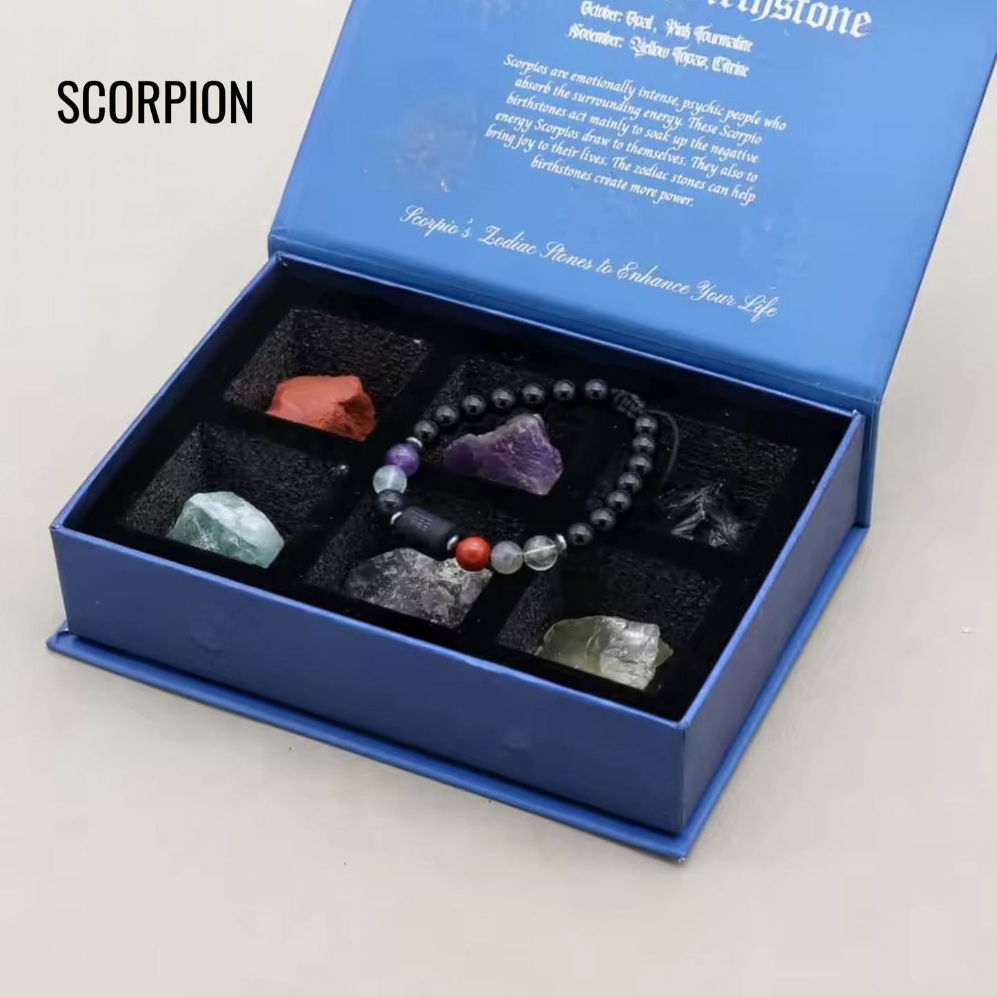 Coffret Astrologique Pierres Naturelles coffret astrologique bracelet pierres vue latérale vue 17
