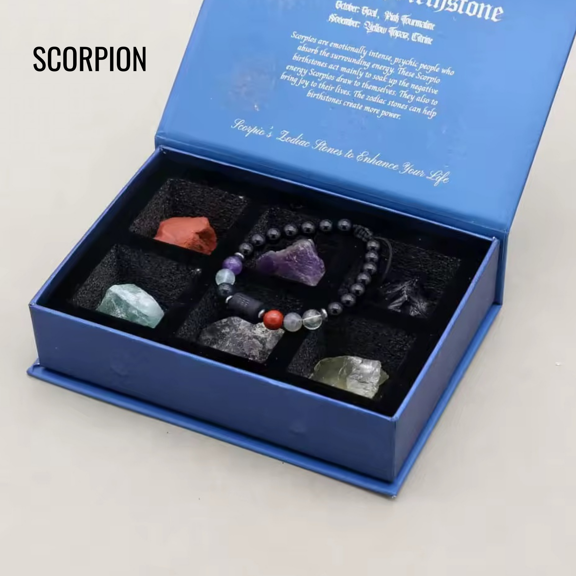 Coffret Astrologique Pierres Naturelles coffret astrologique bracelet pierres vue latérale vue 17