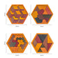 Tangram hexagonal en bois avec motifs géométriques variés
