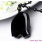 Collier obsidienne noire avec pendentif éléphant détaillé
