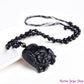 Collier obsidienne noire, perles et pendentif éléphant