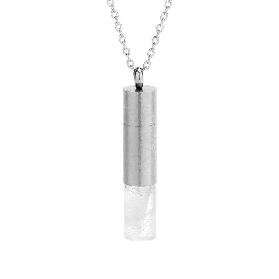Collier en quartz rose, flacon pour parfums, design raffiné