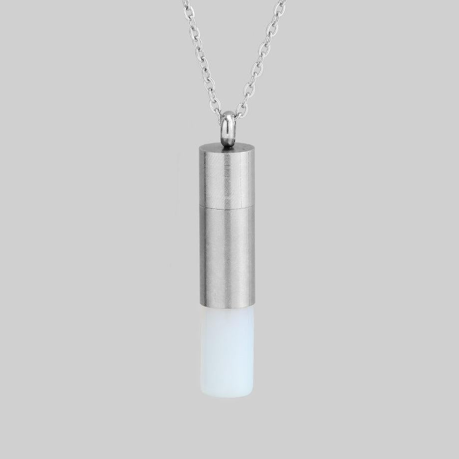 Pendentif en œil de tigre, flacon intégré, vue latérale
