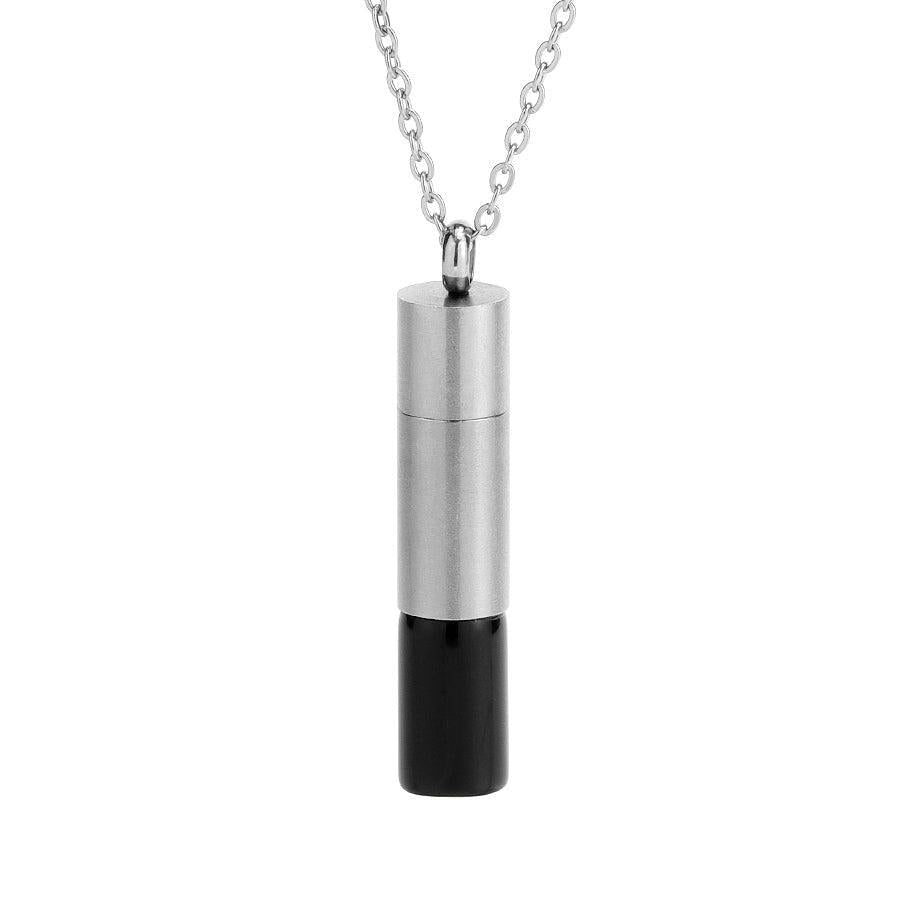 Collier lapis-lazuli, flacon intégré, chaîne moderne