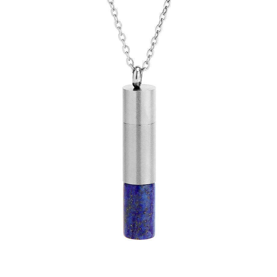 Pendentif opale, flacon discret, chaîne en acier inoxydable