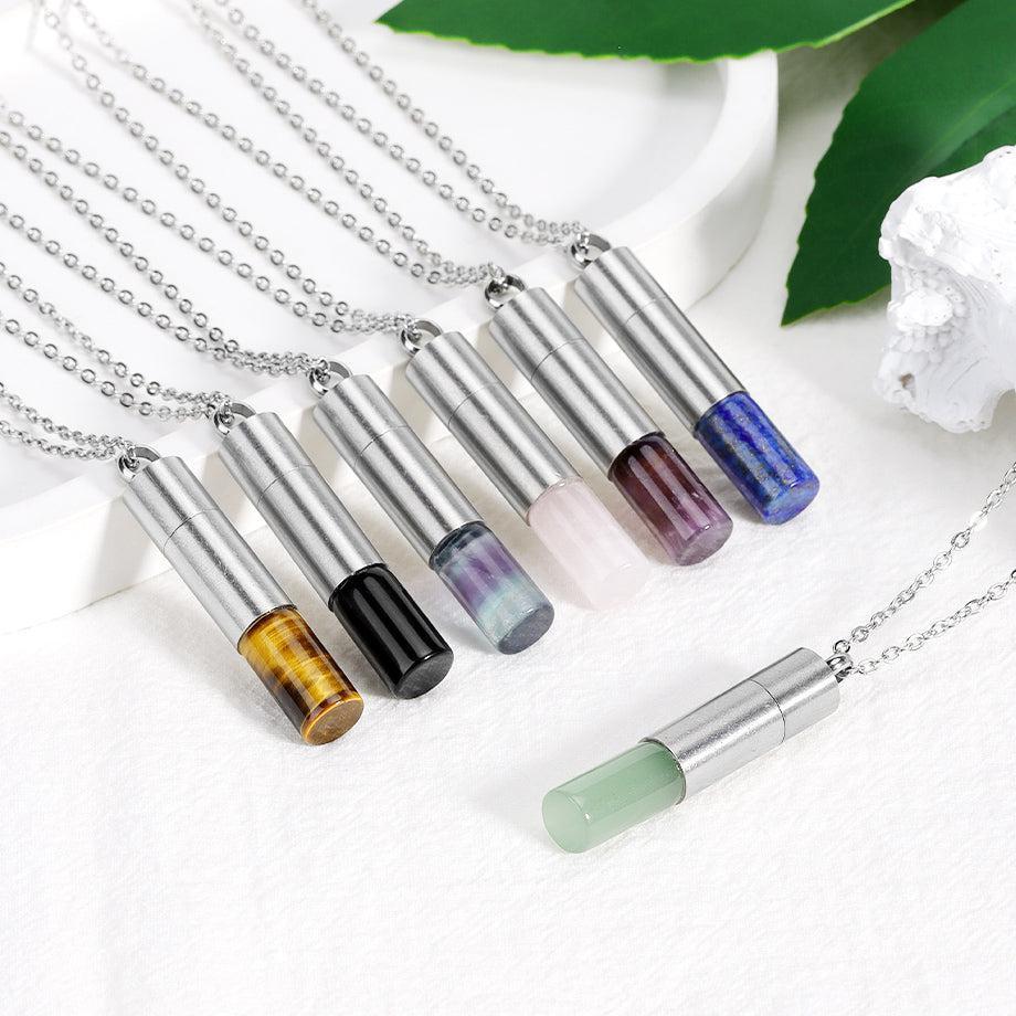 Pendentif en fluorite sur chaîne ajustable, design élégant