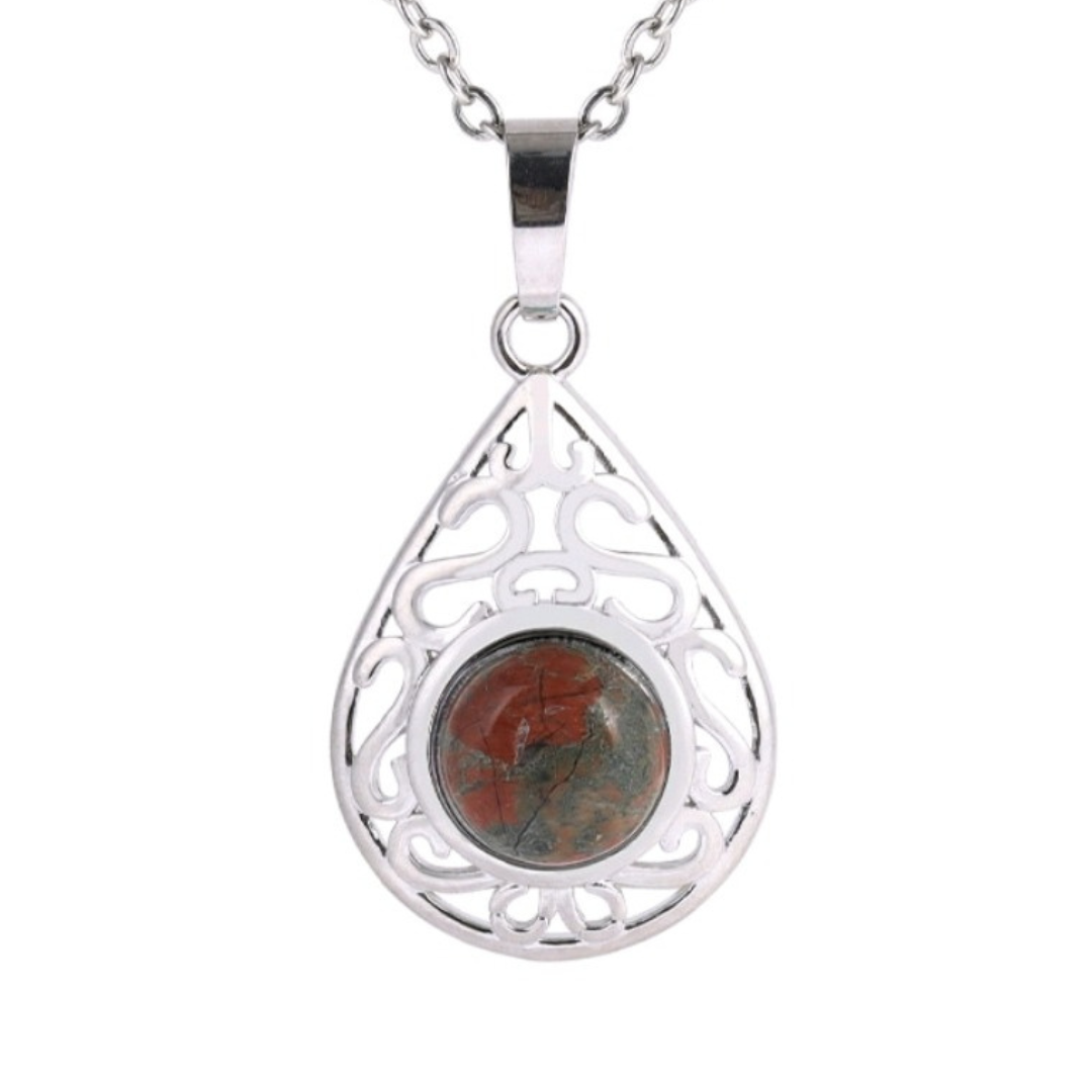Collier goutte avec pierre turquoise pour communication