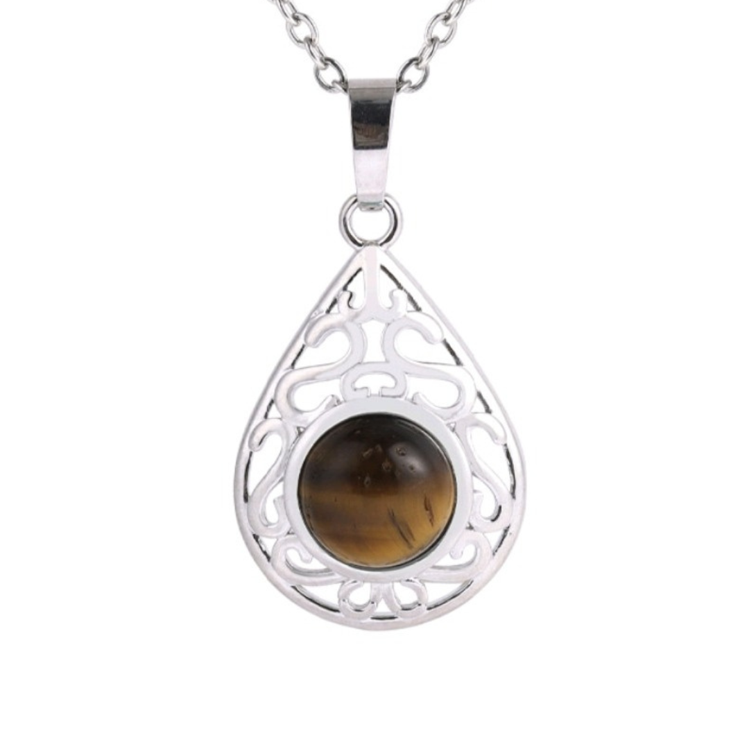 Pendentif goutte avec pierre opale lumineuse