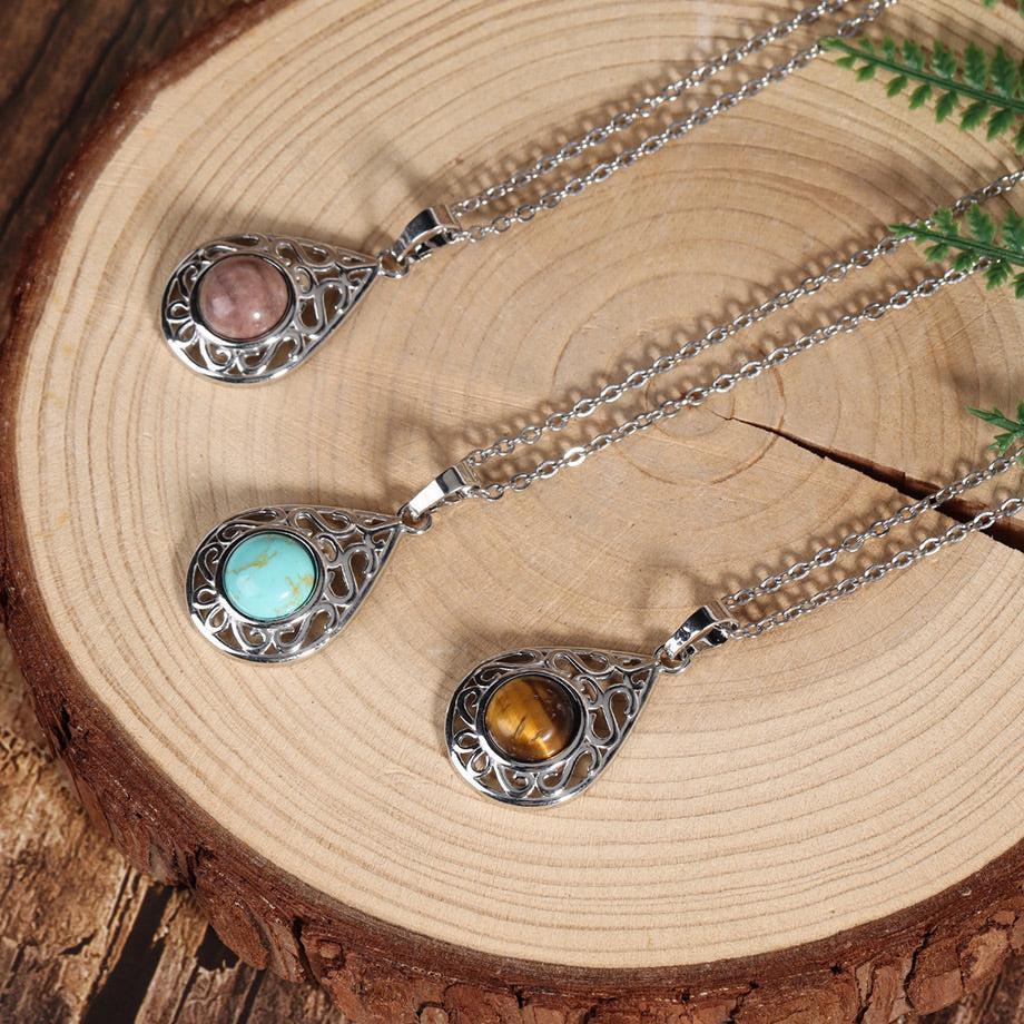 Pendentif goutte avec pierre labradorite pour protection