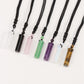 Collier tube en pierre avec perle assortie sur cordon tissé