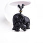 Collier ajustable en obsidienne avec éléphants sculptés