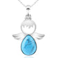 Collier avec pierre turquoise et ailes élégantes