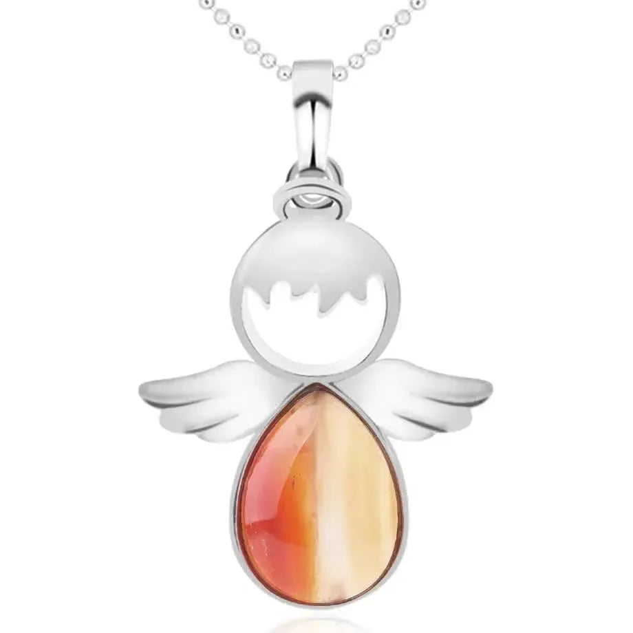 Collier avec pierre orange et chaîne délicate