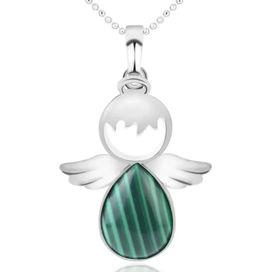 Collier avec pierre transparente et ailes stylisées