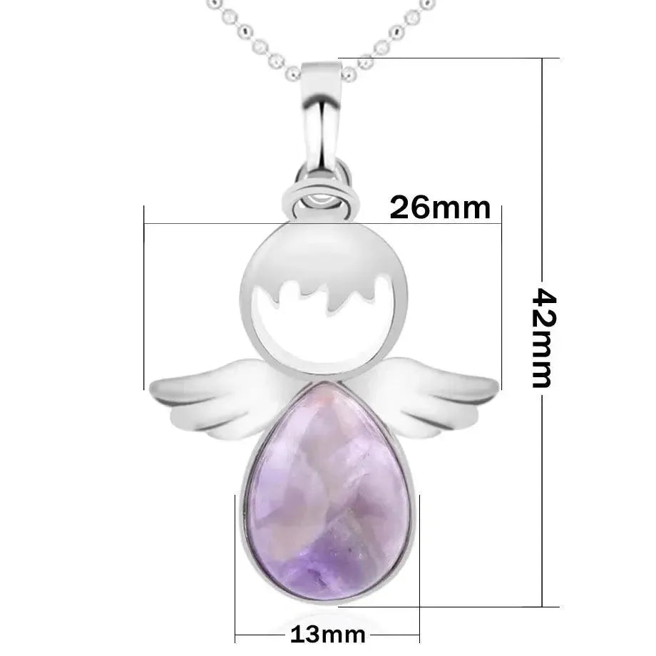 Collier avec pendentif ailes d'ange et pierre bleue