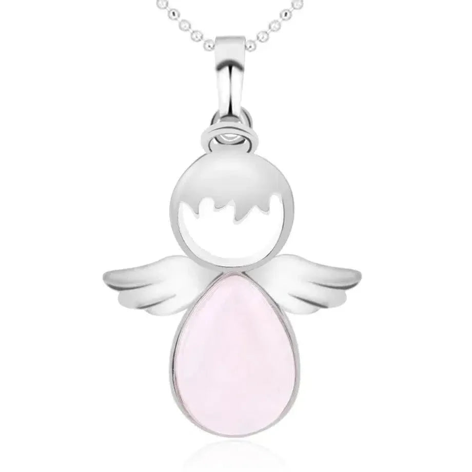 Collier avec pierre jaune et ailes d'ange détaillées