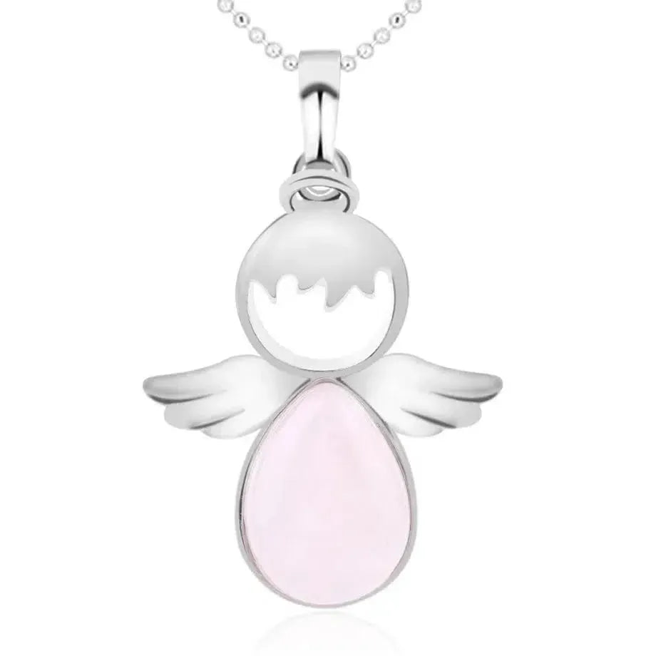 Collier avec pendentif en forme d'ailes et pierre rouge