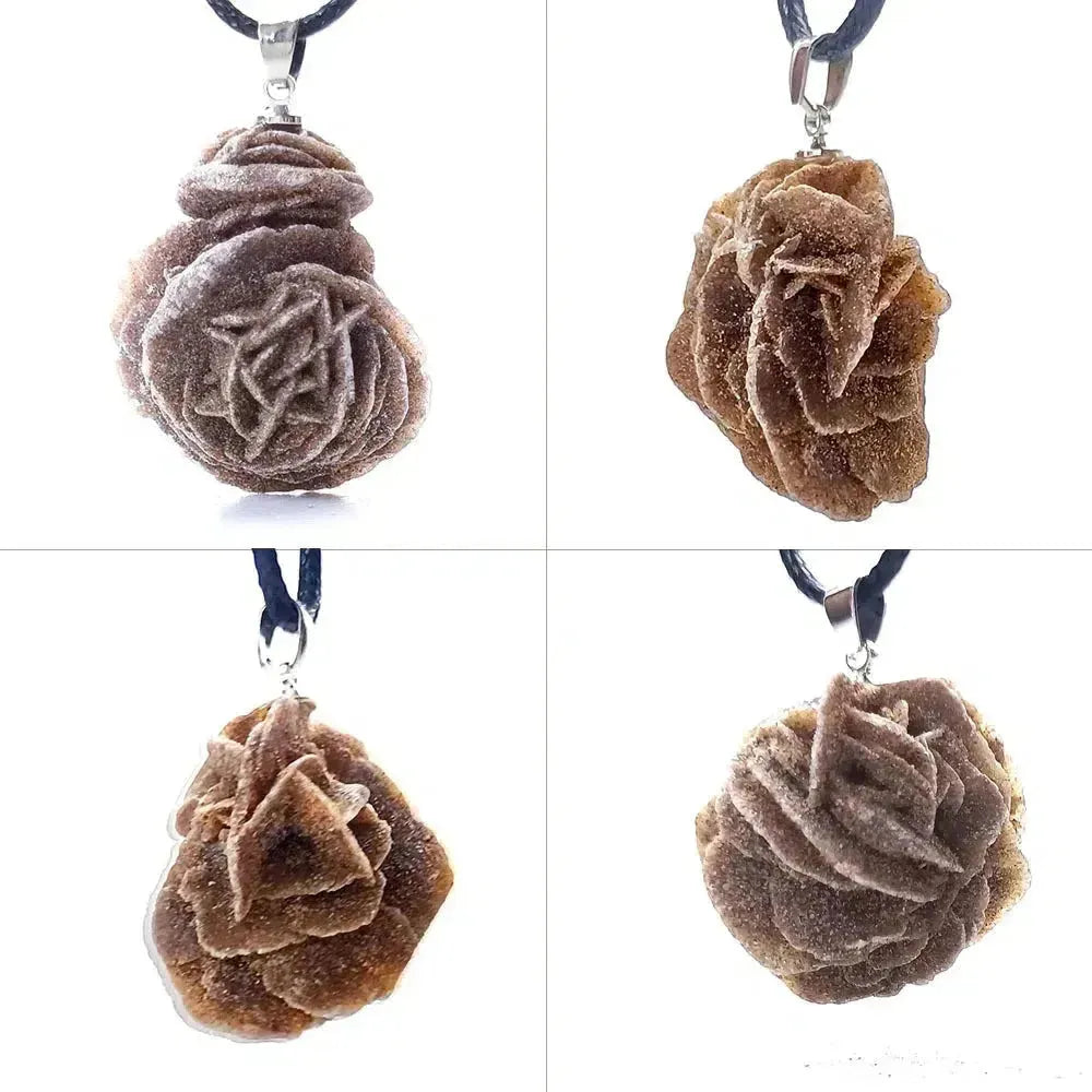 Collier unisexe avec pierre Rose du Désert naturelle