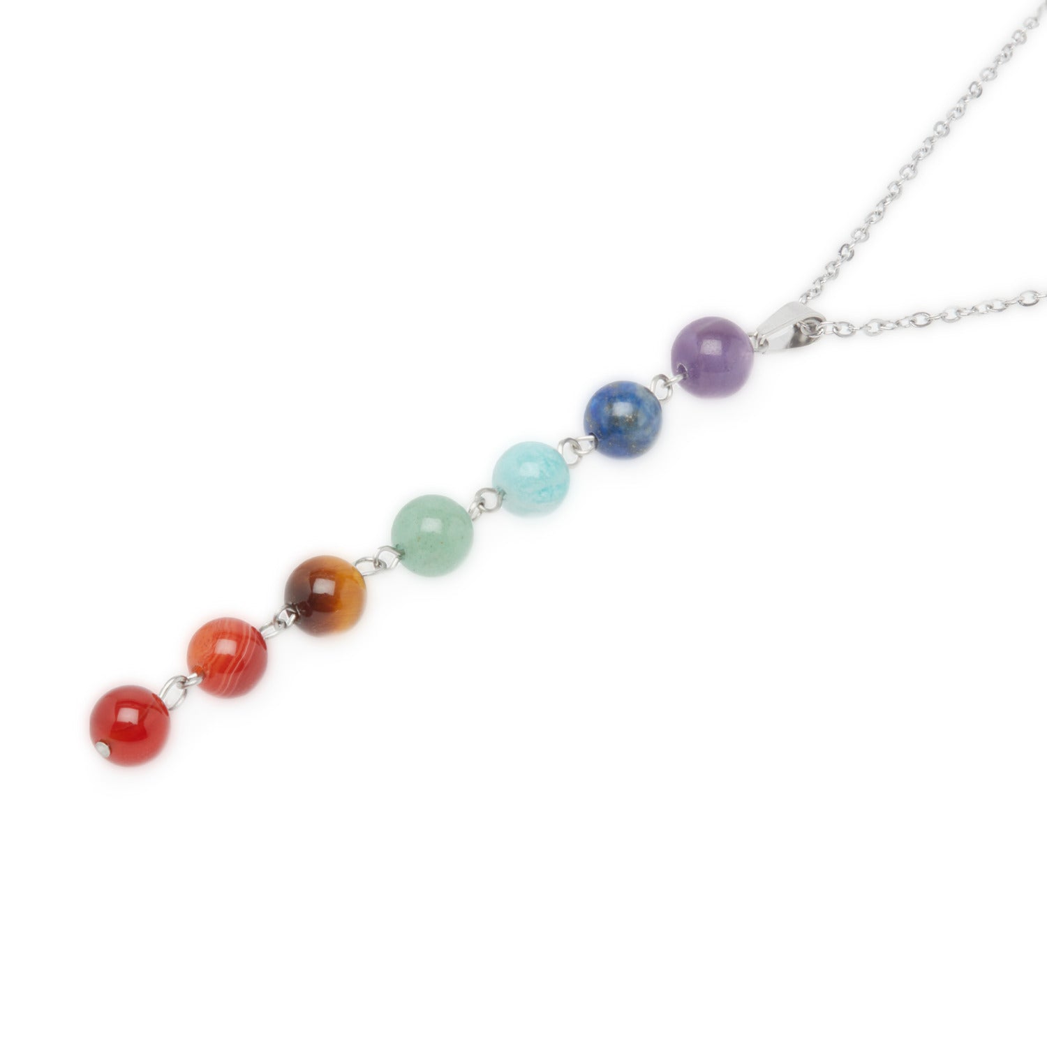 Collier avec perles colorées représentant les 7 chakras
