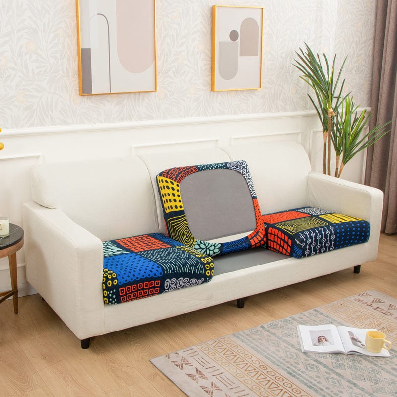 Housse de coussin extensible avec motif floral coloré