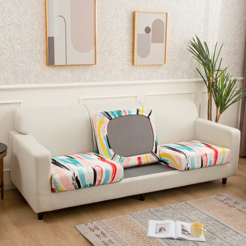 Housse de coussin extensible avec motif floral coloré