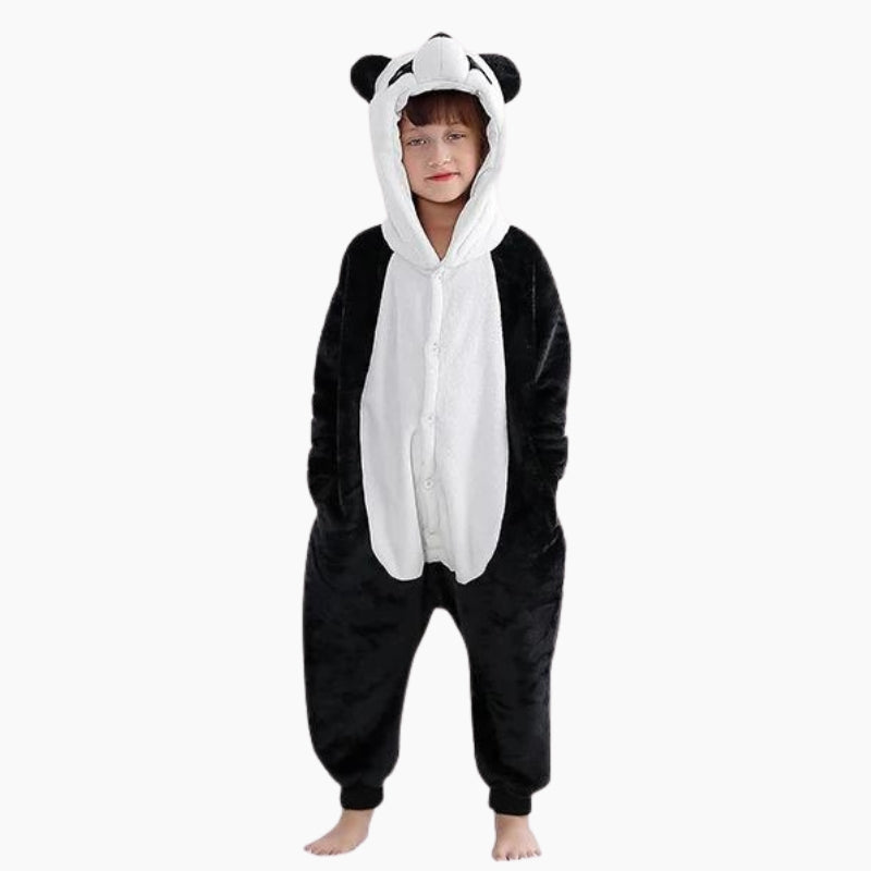 Vue de face d'une combi pyjama panda polaire