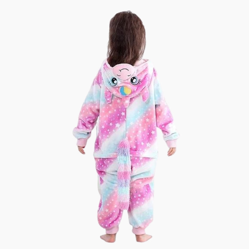 Combinaison licorne polaire pastel avec capuche et corne