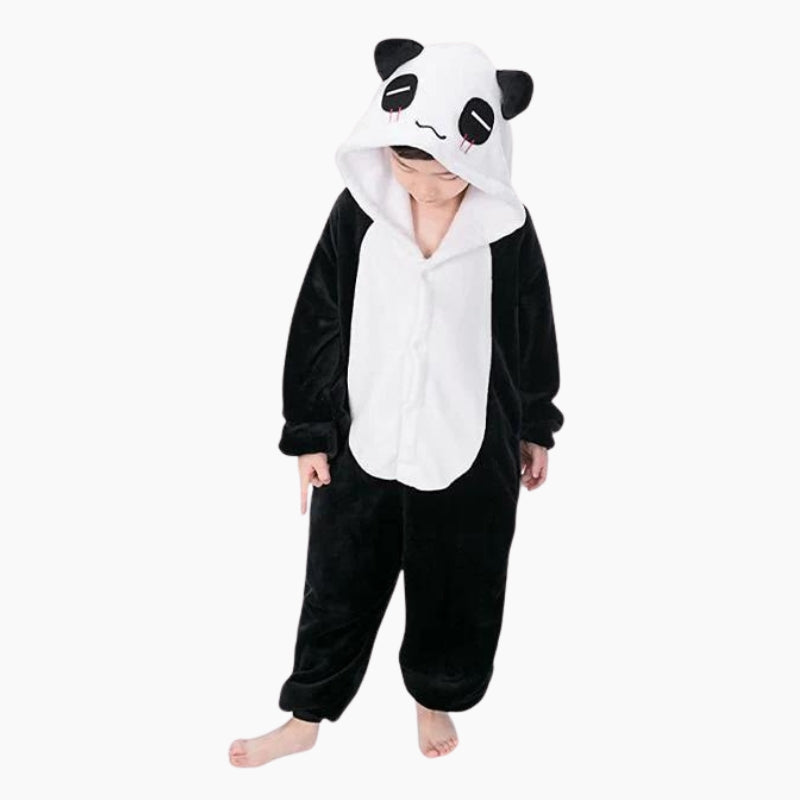 Vue de face combinaison panda polaire enfant