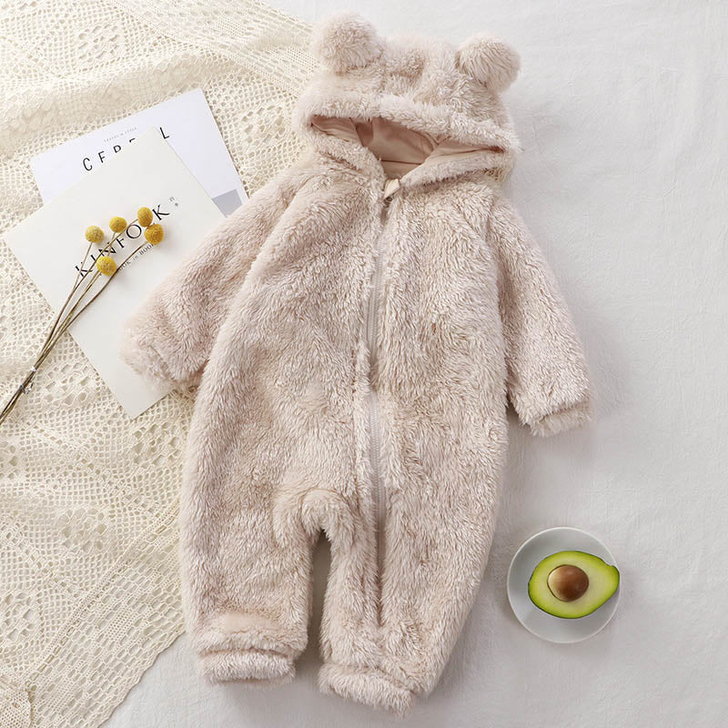 Vue de dos d'une combinaison pyjama beige pour enfant