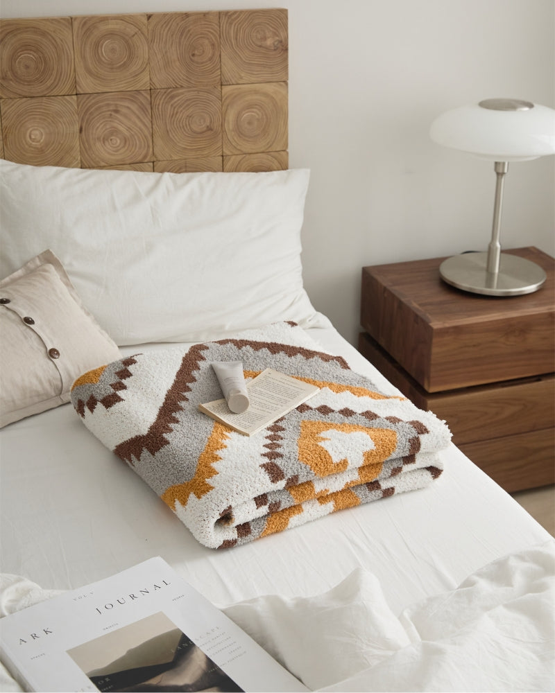 Couverture duvet pliée, détails des couleurs