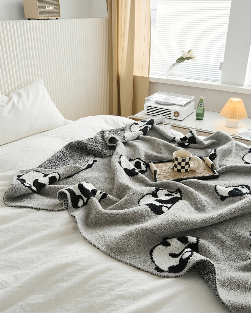 Texture douce de la couverture flanelle à motifs pandas