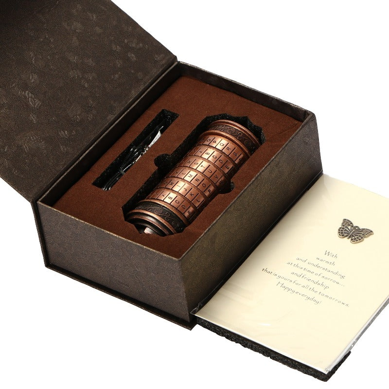 Cryptex en bronze et rouge, vue latérale