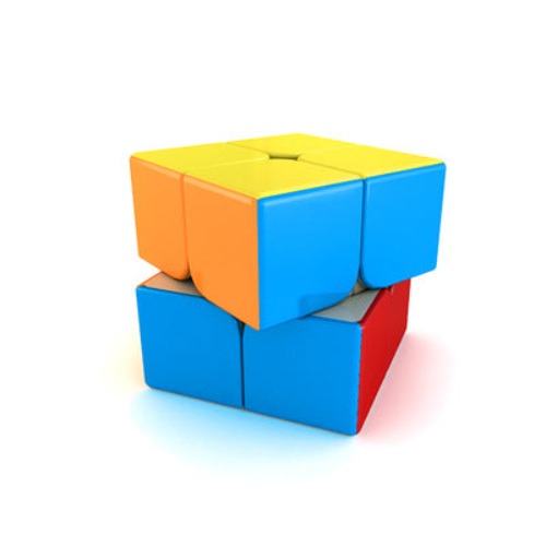 Cube 2x2 en perspective, mettant en avant son mécanisme fluide