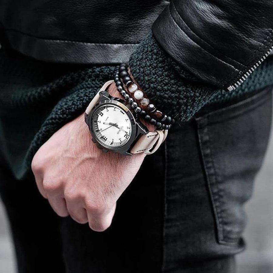 Ensemble de bracelets élégants en onyx et agate
