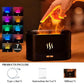Diffuseur d'arôme noir avec flamme LED sur une table en bois