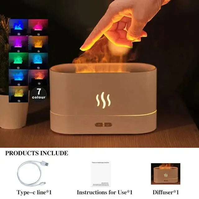 Diffuseur d'arôme avec flamme LED et câble USB visible