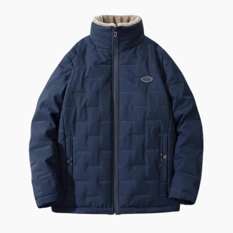 Doudoune homme bleu marine avec fourrure synthétique
