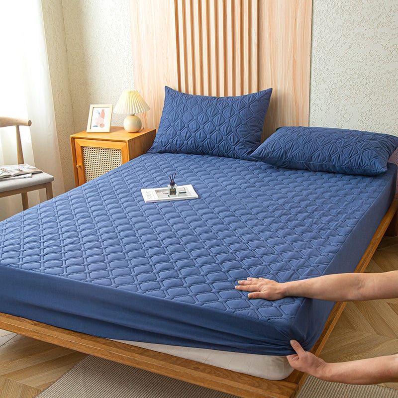 Drap housse imperméable couvrant un matelas, vue de dessus