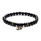 Bracelet en onyx noir avec tête de Bouddha, fond blanc