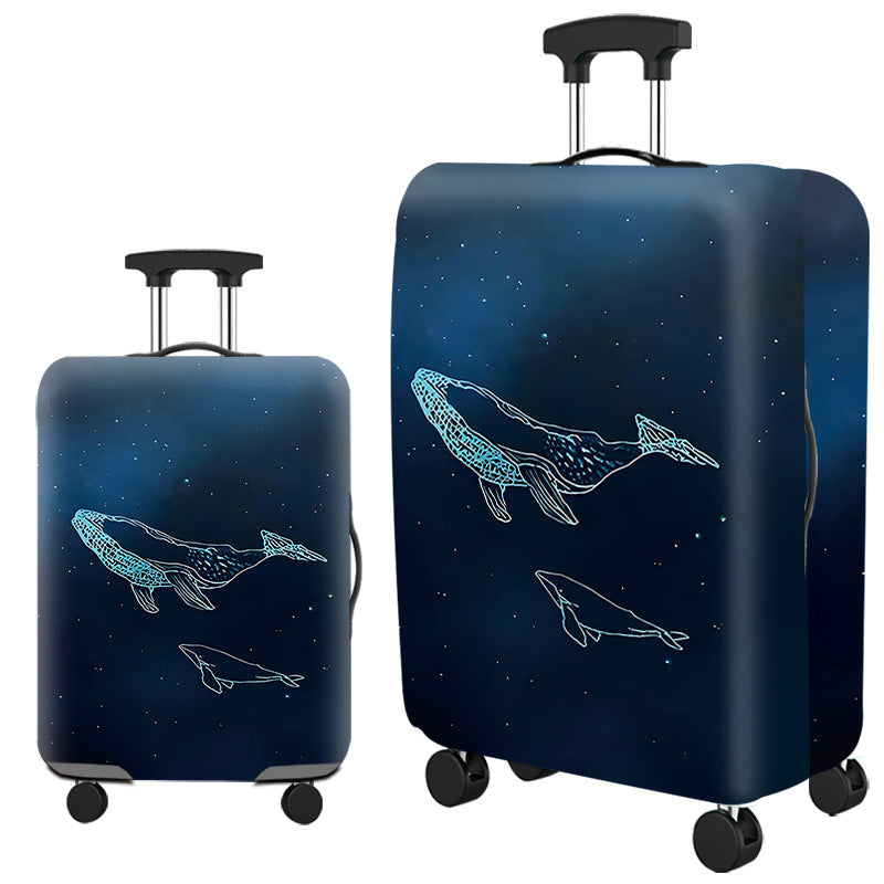 Housse de valise en Lycra imperméable sur une valise grise