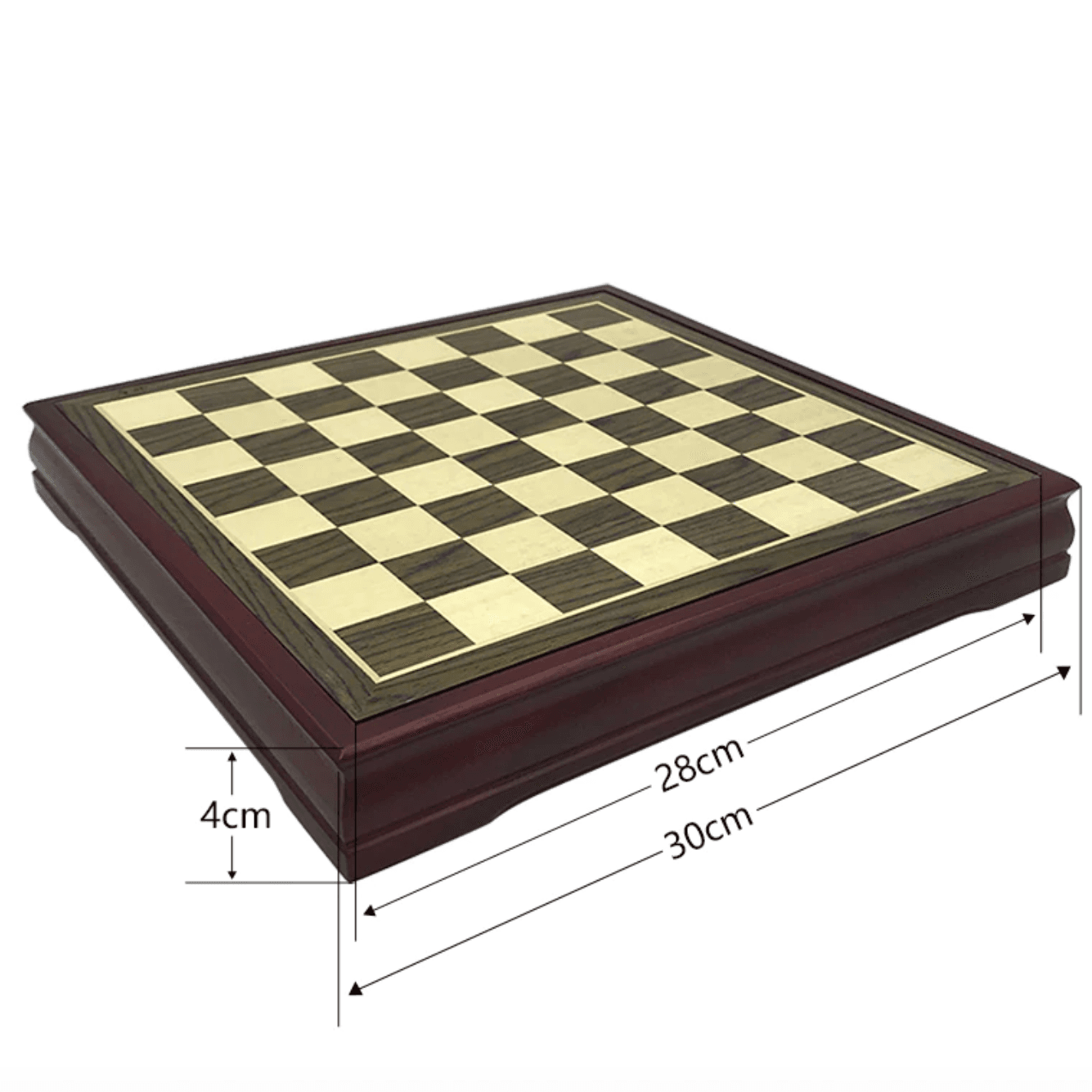 Plateau d'échecs ouvert révélant le rangement en mousse