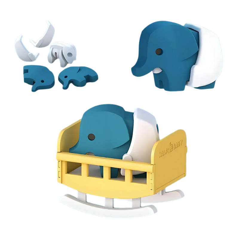 Éléphant en puzzle 3D pour enfants, design ludique
