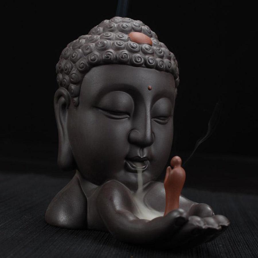 Encensoir Bouddha en céramique, cônes à refoulement inclus