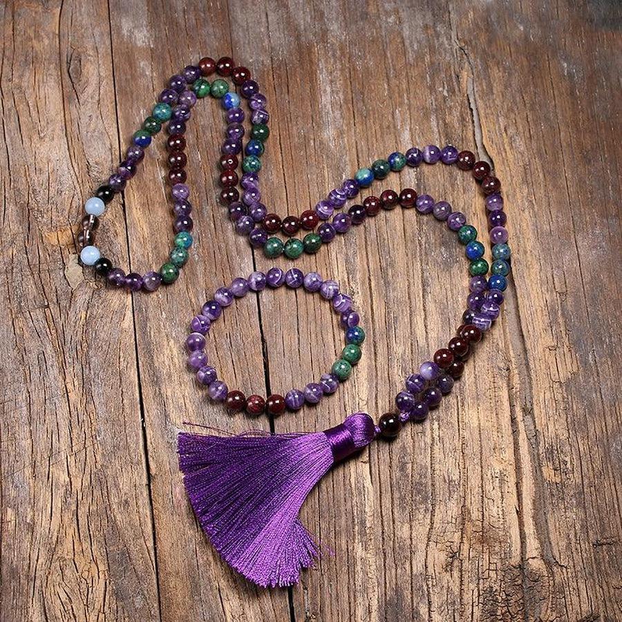 Ensemble collier et bracelet en pierres pour méditation