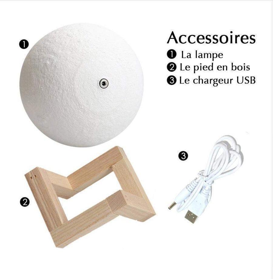 Vue latérale de la lampe lune illuminée