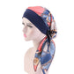 Foulard bleu marine et corail pour cheveux, motifs élégants