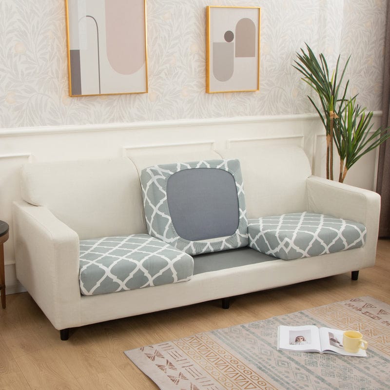 Housse extensible à motifs floraux sur coussin de canapé